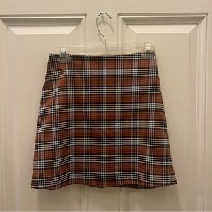 Brown Plaid A line High Waisted Skirt